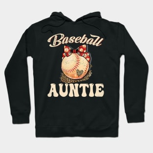 Softball Baseball Auntie Leopard Mother'S Day Hoodie